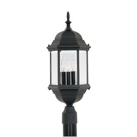 Designers Fountain Erving 3-Light Black Cast Aluminum Line Voltage Outdoor Weather Resistant Post Light 2986-BK